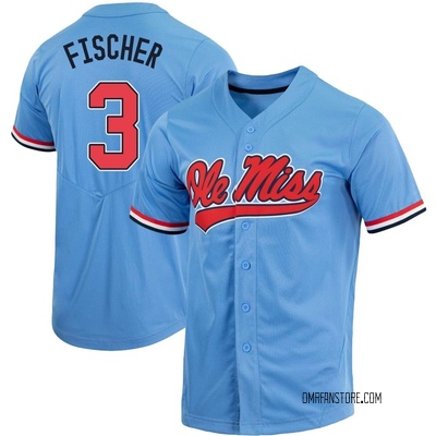 Men's Andrew Fischer Ole Miss Rebels Replica Powder Full-Button Baseball Jersey - Blue