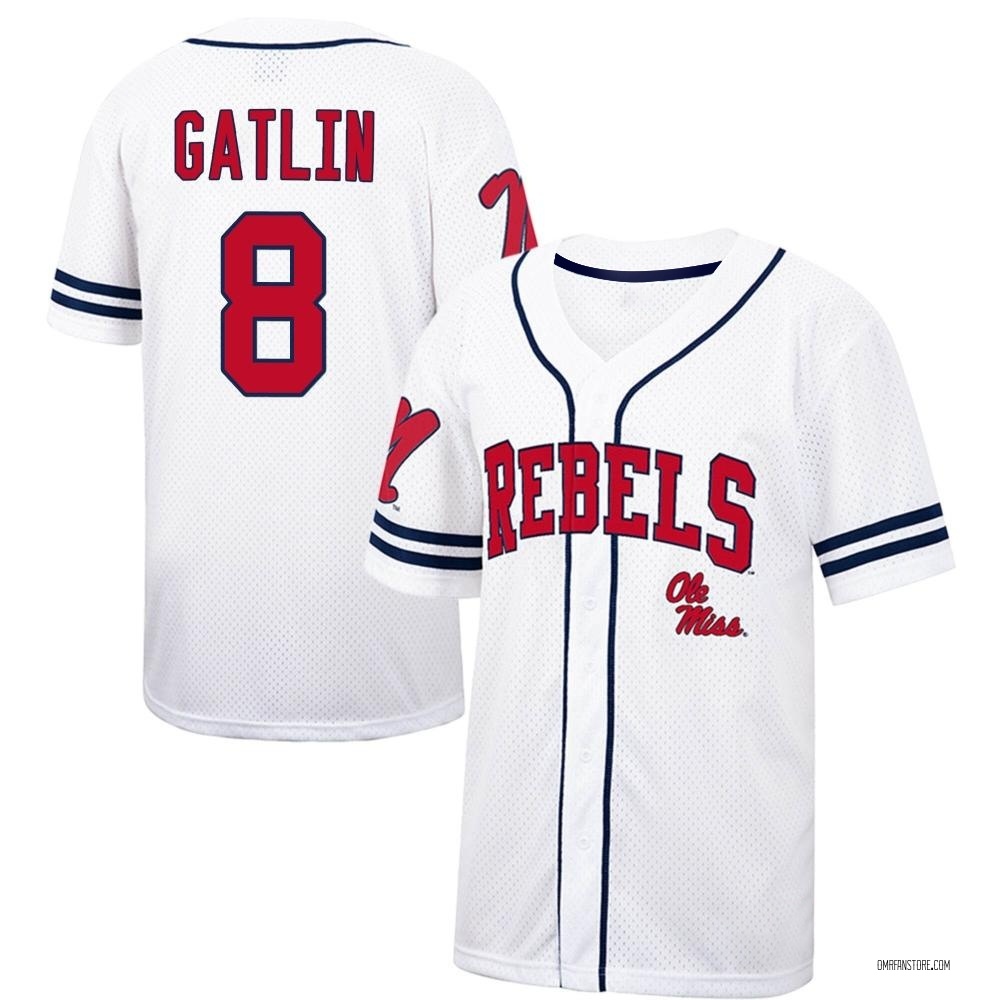 Men's Bo Gatlin Ole Miss Rebels Replica Colosseum /Navy Free Spirited Baseball Jersey - White