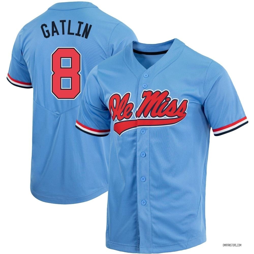 Men's Bo Gatlin Ole Miss Rebels Replica Powder Full-Button Baseball Jersey - Blue