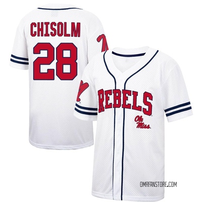 Men's Connor Chisolm Ole Miss Rebels Replica Colosseum /Navy Free Spirited Baseball Jersey - White