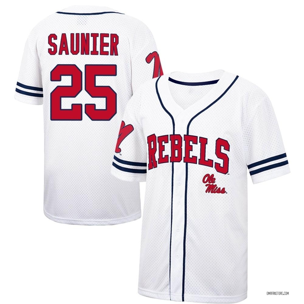 Men's Grayson Saunier Ole Miss Rebels Replica Colosseum /Navy Free Spirited Baseball Jersey - White
