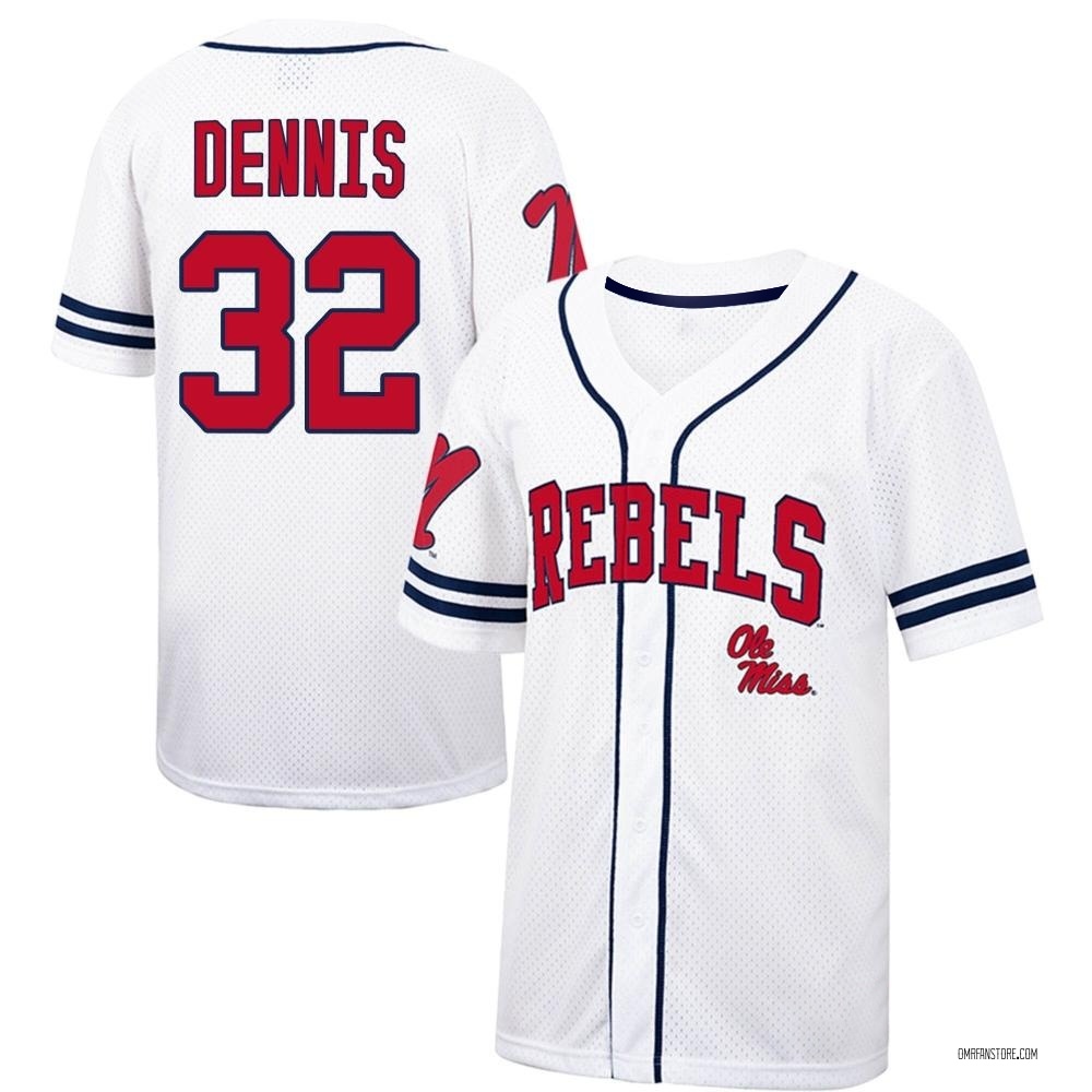 Men's Gunnar Dennis Ole Miss Rebels Replica Colosseum /Navy Free Spirited Baseball Jersey - White