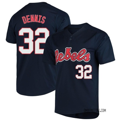 Men's Gunnar Dennis Ole Miss Rebels Replica Vapor Untouchable Two-Button Baseball Jersey - Navy