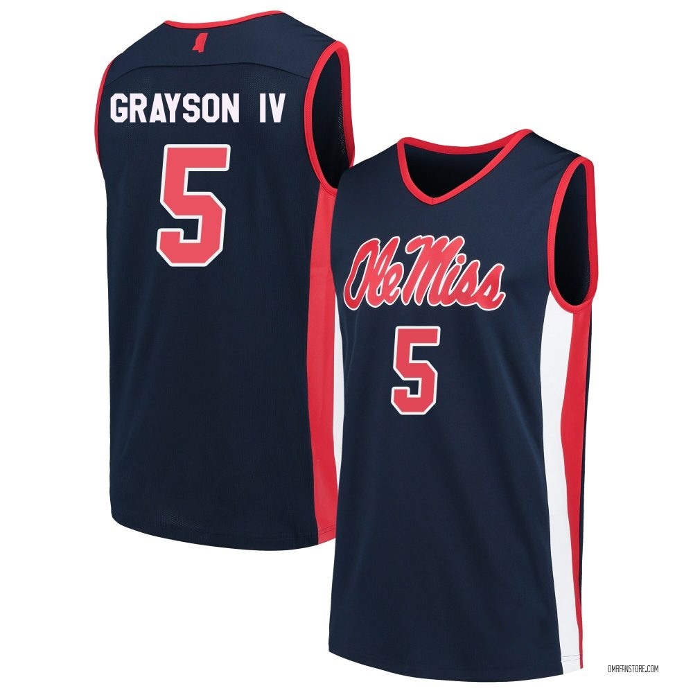 Men's Hobert Grayson IV Ole Miss Rebels Replica Navy Basketball Jersey - Gray