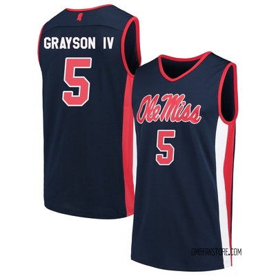 Men's Hobert Grayson IV Ole Miss Rebels Replica Navy Basketball Jersey - Gray