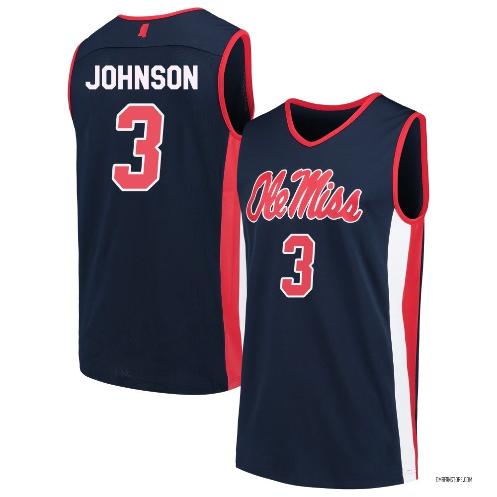 Men's Koren Johnson Ole Miss Rebels Replica Basketball Jersey - Navy