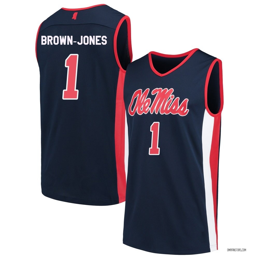 Men's Mikeal Brown-Jones Ole Miss Rebels Replica Navy Basketball Jersey - Brown