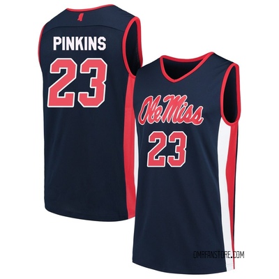 Men's Patton Pinkins Ole Miss Rebels Replica Navy Basketball Jersey - Pink
