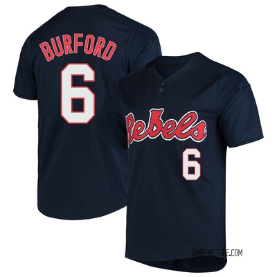 Men's Reagan Burford Ole Miss Rebels Replica Vapor Untouchable Two-Button Baseball Jersey - Navy