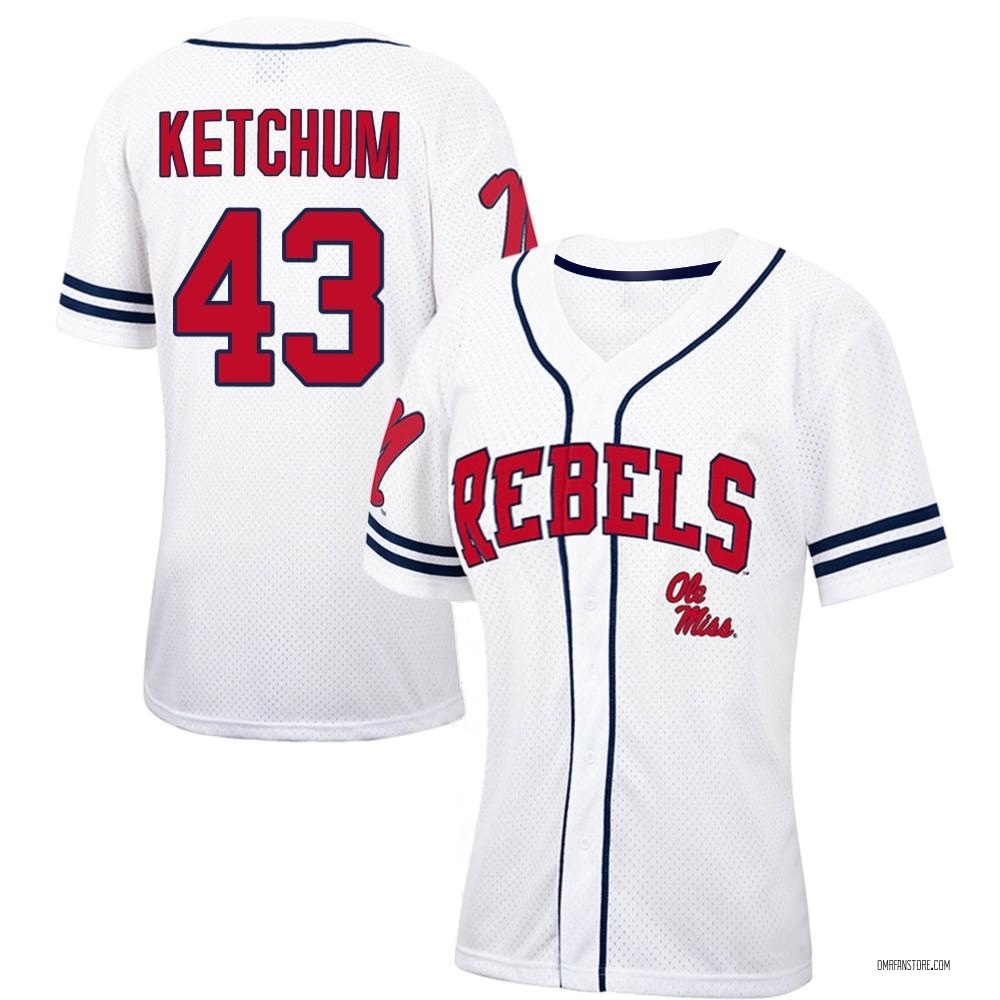 Women's Cole Ketchum Ole Miss Rebels Replica Colosseum /Navy Free Spirited Baseball Jersey - White