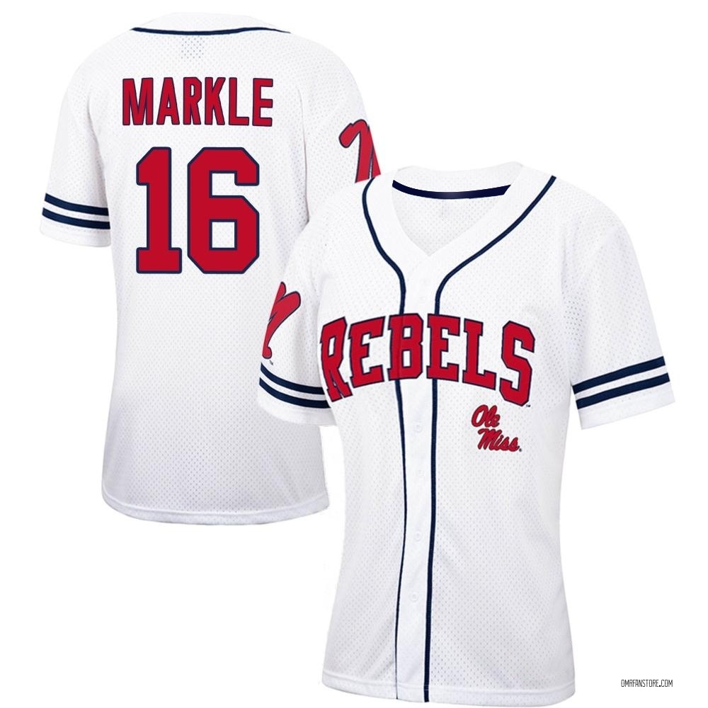 Women's Drew Markle Ole Miss Rebels Replica Colosseum /Navy Free Spirited Baseball Jersey - White