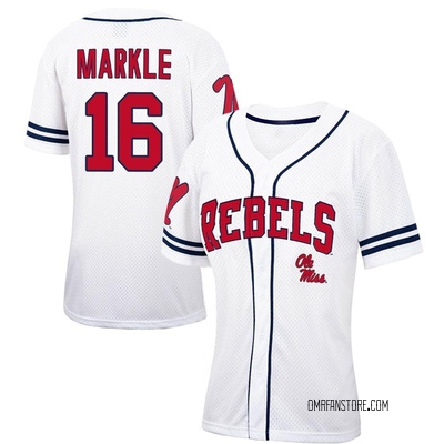Women's Drew Markle Ole Miss Rebels Replica Colosseum /Navy Free Spirited Baseball Jersey - White