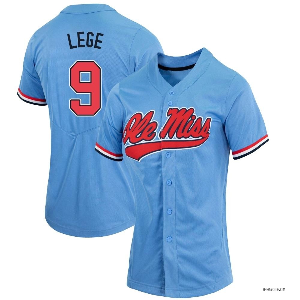 Women's Ethan Lege Ole Miss Rebels Replica Powder Full-Button Baseball Jersey - Blue