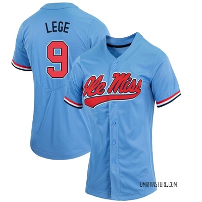 Women's Ethan Lege Ole Miss Rebels Replica Powder Full-Button Baseball Jersey - Blue