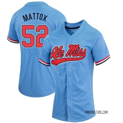 Women's Hudson Mattox Ole Miss Rebels Replica Powder Full-Button Baseball Jersey - Blue