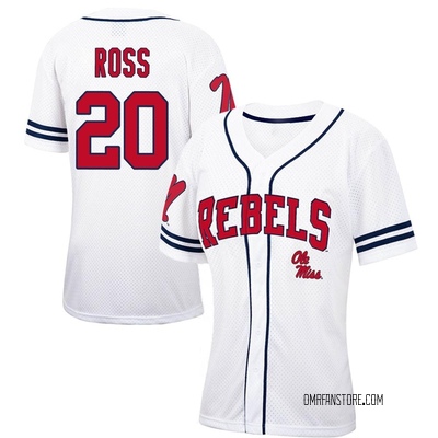 Women's Jackson Ross Ole Miss Rebels Replica Colosseum /Navy Free Spirited Baseball Jersey - White