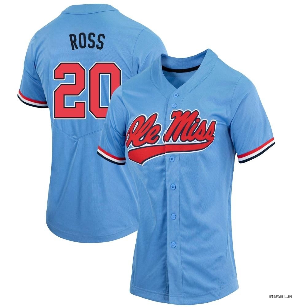 Women's Jackson Ross Ole Miss Rebels Replica Powder Full-Button Baseball Jersey - Blue