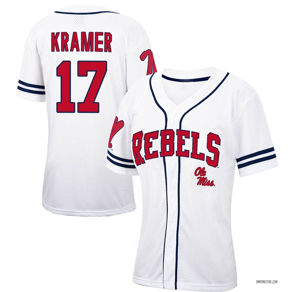Women's John Kramer Ole Miss Rebels Replica Colosseum /Navy Free Spirited Baseball Jersey - White
