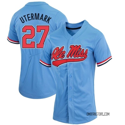 Women's Judd Utermark Ole Miss Rebels Replica Powder Full-Button Baseball Jersey - Blue