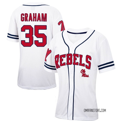 Women's Kevin Graham Ole Miss Rebels Replica Colosseum /Navy Free Spirited Baseball Jersey - White