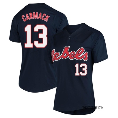 Women's Kyler Carmack Ole Miss Rebels Replica Vapor Untouchable Two-Button Baseball Jersey - Navy
