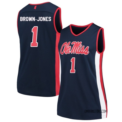Women's Mikeal Brown-Jones Ole Miss Rebels Replica Navy Basketball Jersey - Brown