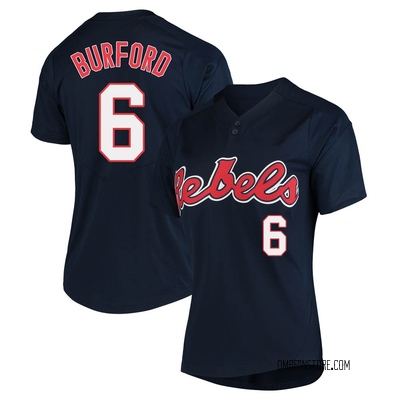 Women's Reagan Burford Ole Miss Rebels Replica Vapor Untouchable Two-Button Baseball Jersey - Navy