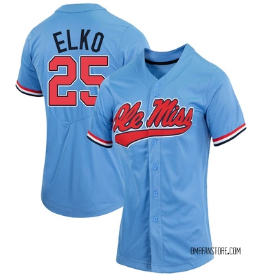 Women's Tim Elko Ole Miss Rebels Replica Powder Full-Button Baseball Jersey - Blue
