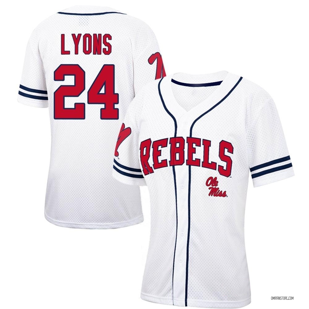 Women's Trenton Lyons Ole Miss Rebels Replica Colosseum /Navy Free Spirited Baseball Jersey - White