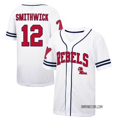 Youth Campbell Smithwick Ole Miss Rebels Replica Colosseum /Navy Free Spirited Baseball Jersey - White