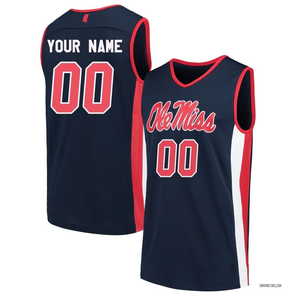 Youth Custom Ole Miss Rebels Replica Basketball Jersey - Navy