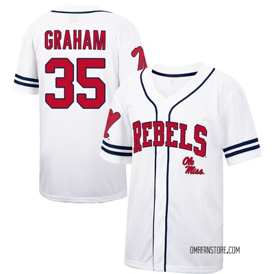 Youth Kevin Graham Ole Miss Rebels Replica Colosseum /Navy Free Spirited Baseball Jersey - White