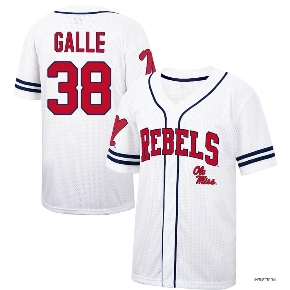 Youth Patrick Galle Ole Miss Rebels Replica Colosseum /Navy Free Spirited Baseball Jersey - White