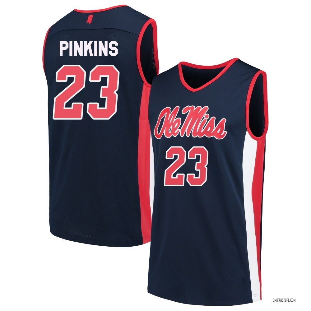 Youth Patton Pinkins Ole Miss Rebels Replica Navy Basketball Jersey - Pink