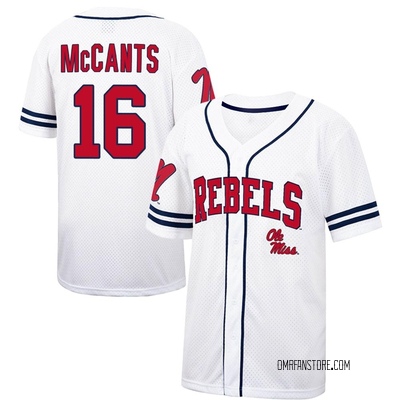 Youth TJ McCants Ole Miss Rebels Replica Colosseum /Navy Free Spirited Baseball Jersey - White